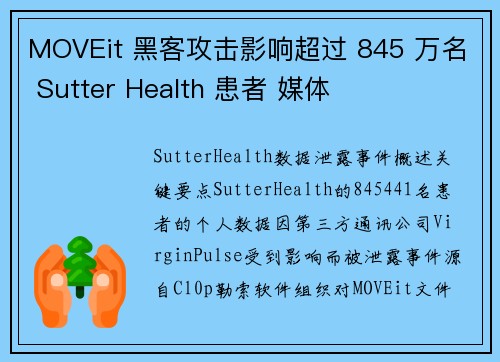 MOVEit 黑客攻击影响超过 845 万名 Sutter Health 患者 媒体
